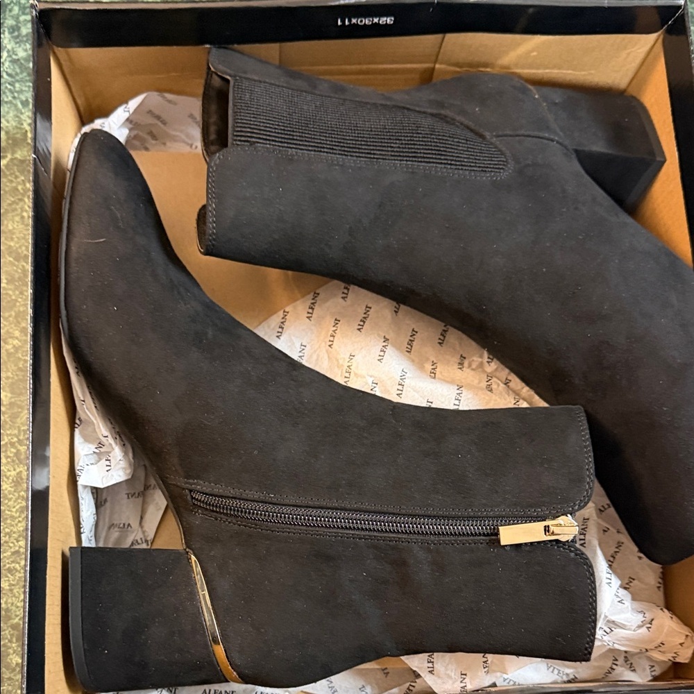 Alfani Black Suede Chelsea Block Heel Booties - Picture 6 of 6